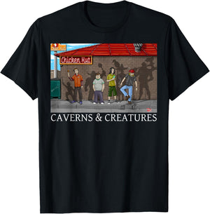 Chicken Hut Caverns & Creatures T-Shirt - T-Shirt | Black