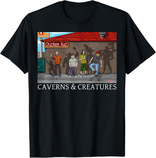 Chicken Hut Caverns & Creatures T-Shirt - T-Shirt | Black