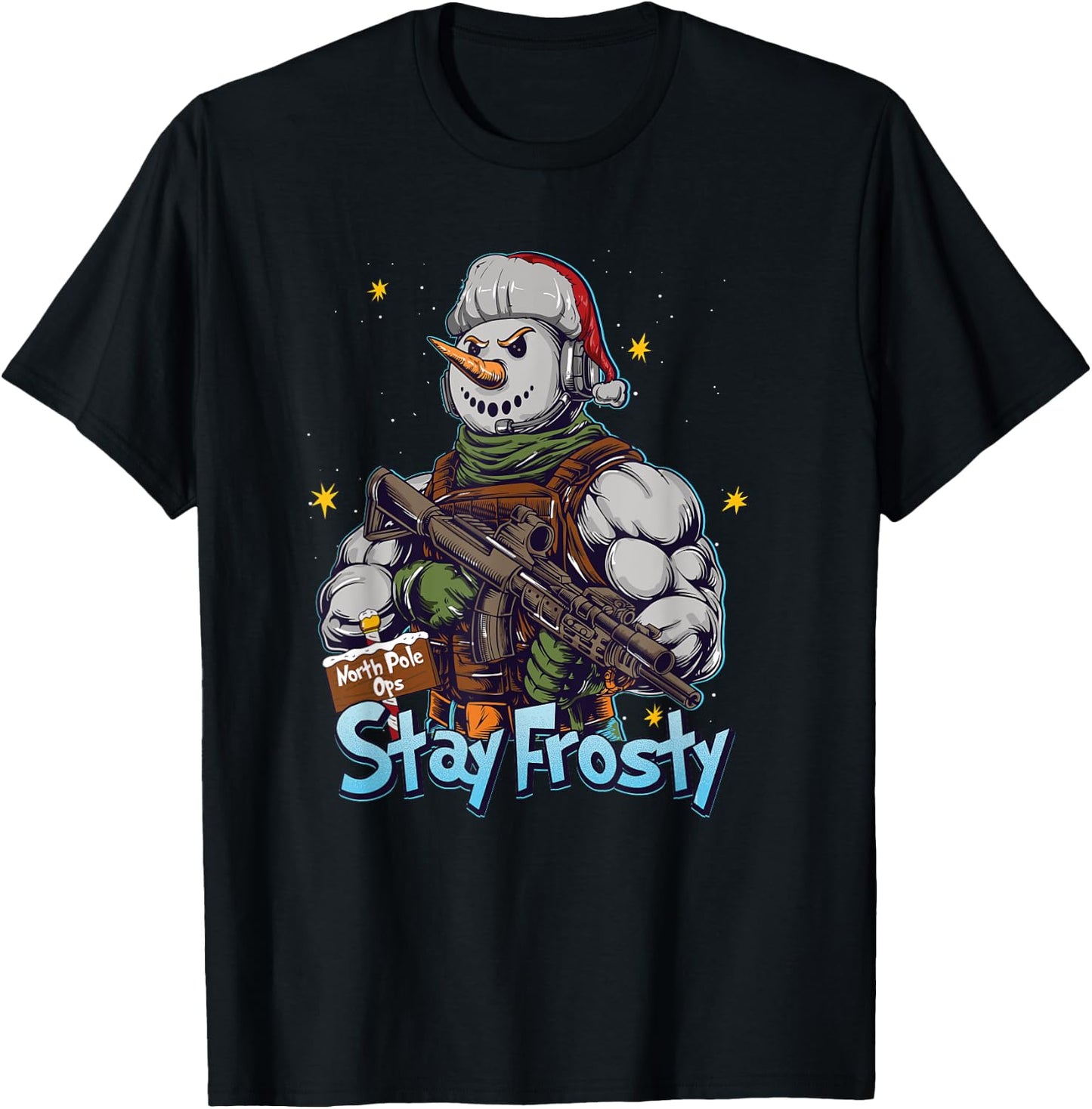 Funny Stay Frosty Soldier Saying I'm Ready Military Veteran T-Shirt - T-Shirt | Black