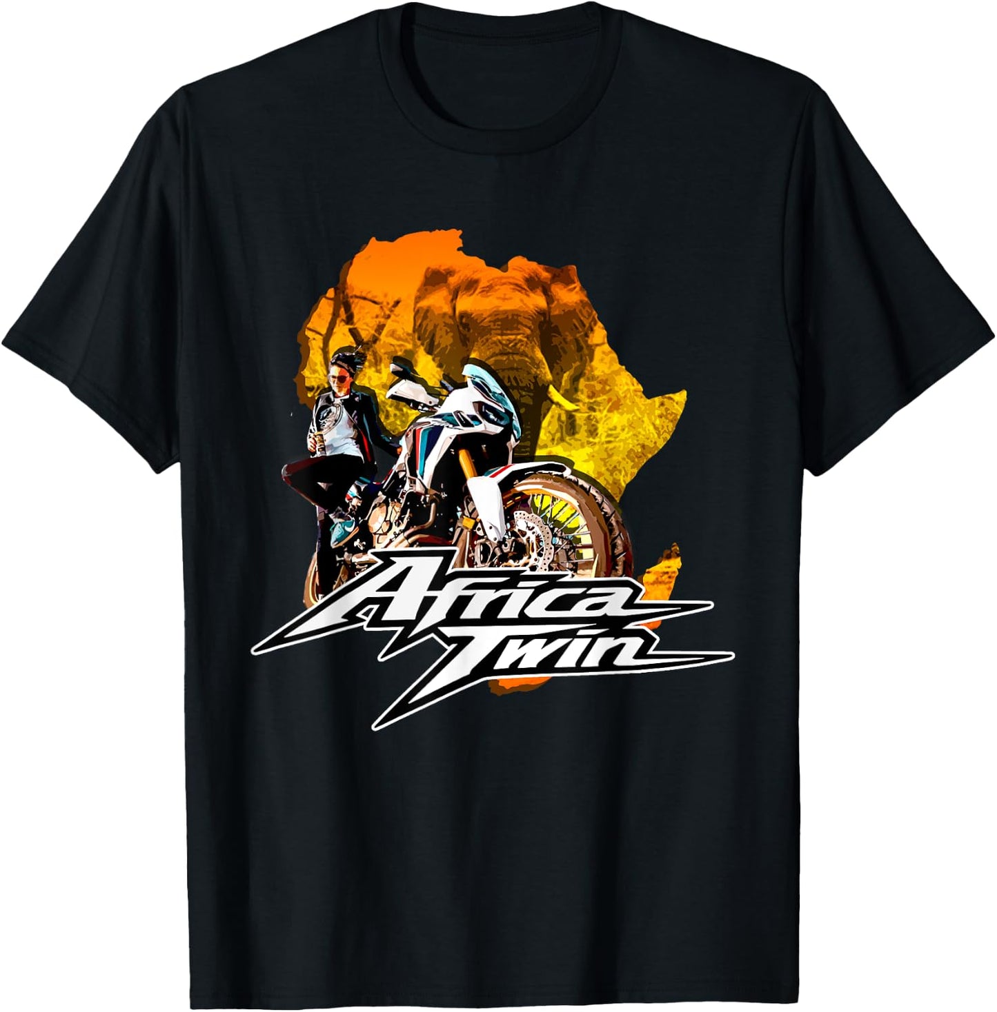 Africa Touring Twin Motorcycle Nature Woman T-Shirt - T-Shirt | Black