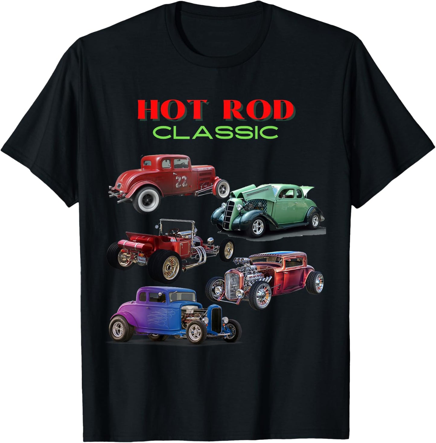 Vintage Car Collection Classic Hot Rod Antique Car - Men's Black Short Sleeve Classic Fit - Small T-Shirt - T-Shirt | Black