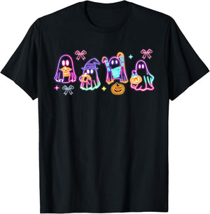 Spooky Season Ghost Neon Coquette Halloween Boujee Boo-Jee T-Shirt - T-Shirt | Black