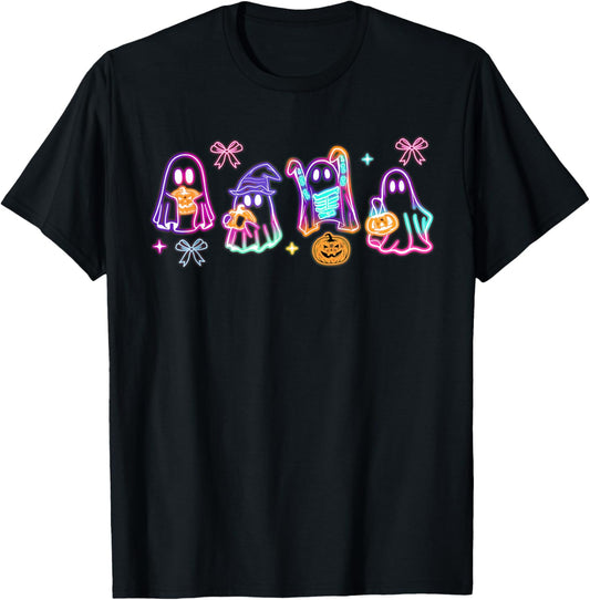 Spooky Season Ghost Neon Coquette Halloween Boujee Boo-Jee T-Shirt - T-Shirt | Black