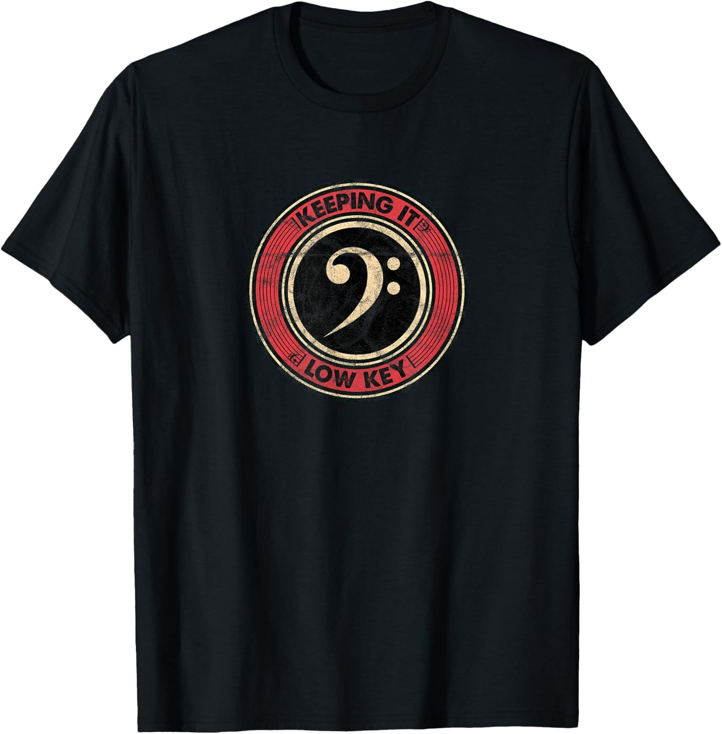 Music Theory Love Key Musical Keeping It Low Key Vintage T-Shirt - T-Shirt | Black