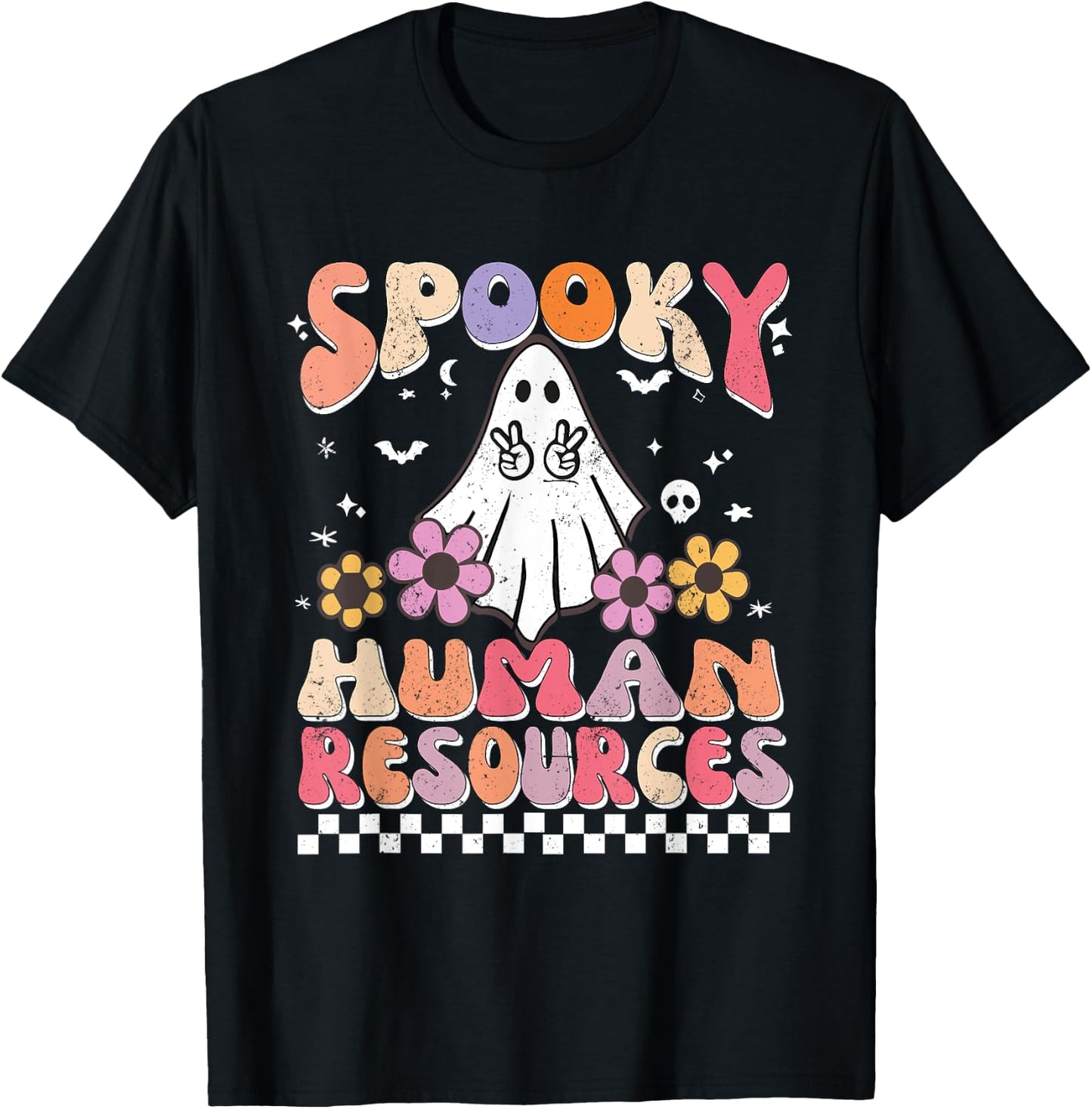 Spooky HR Manager Retro Groovy Halloween Matching HR Manager T-Shirt - T-Shirt | Black