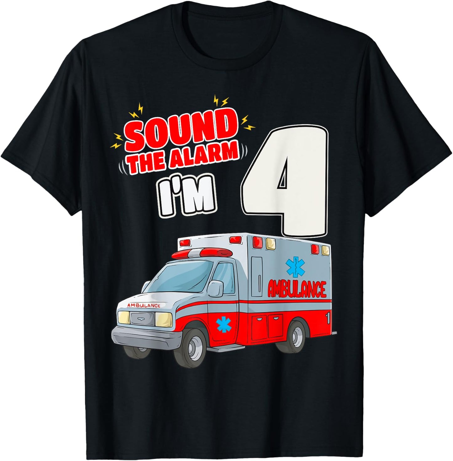 4th Birthday Medical Ambulance EMT 4 Years Old EMS Paramedic T-Shirt - T-Shirt | Black
