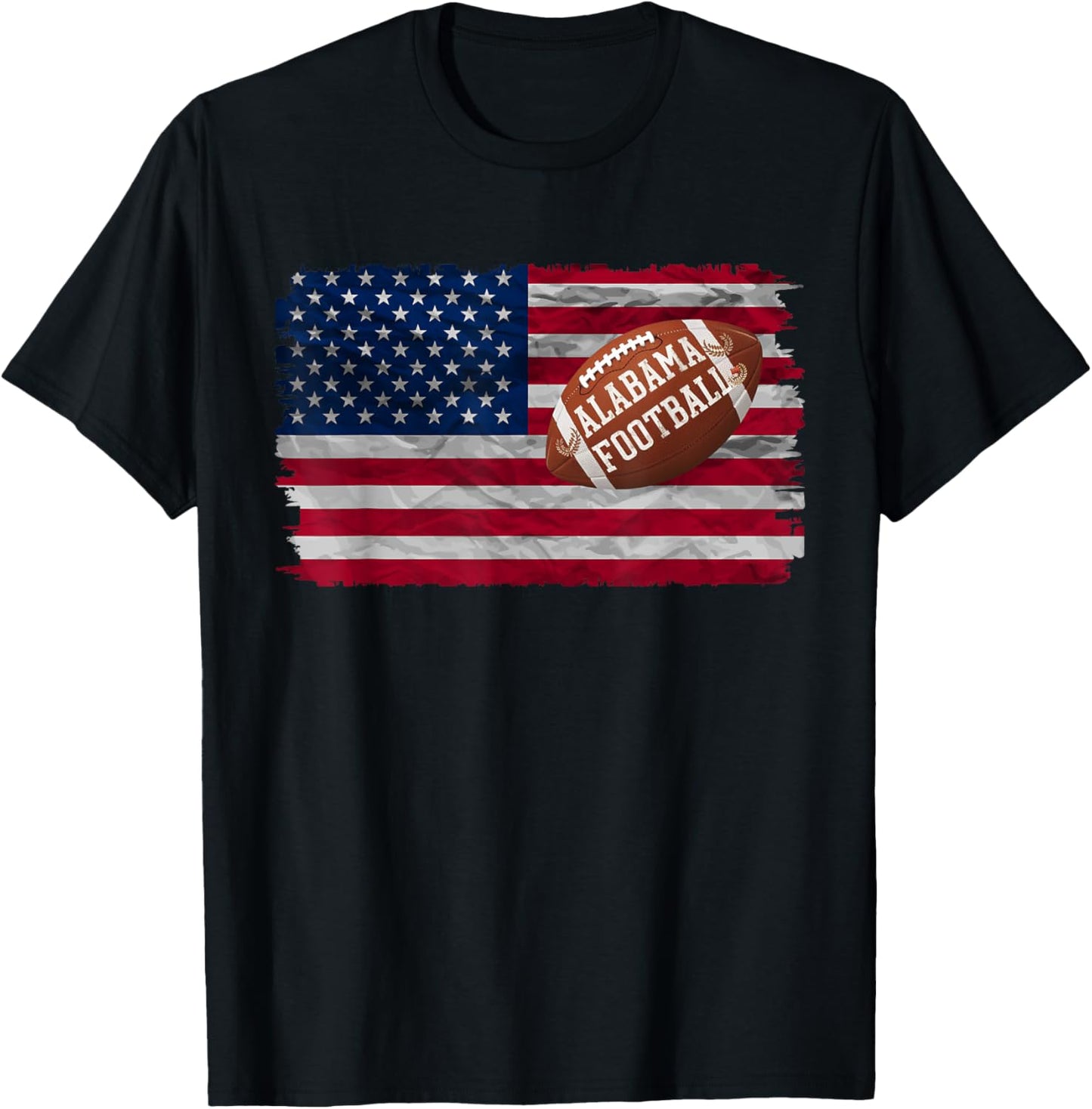 Patriotic USA Flag Alabama Football Season Party Funny Women Men T-Shirt - T-Shirt | Black