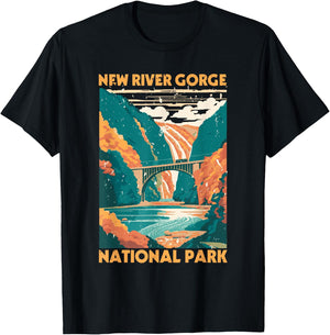 Vintage New River Gorge National Park West Virginia Travel T-Shirt - T-Shirt | Black
