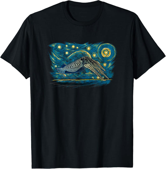 Retro Vintage Style Cuttlefish T-Shirt - T-Shirt | Black