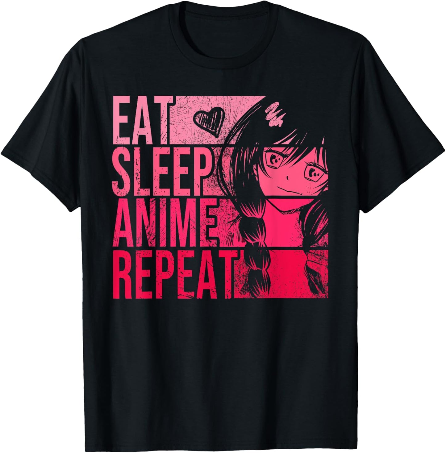 Eat Sleep Anime Repeat Shirt - Anime Lovers Gifts Idea Girls T-Shirt - T-Shirt | Black