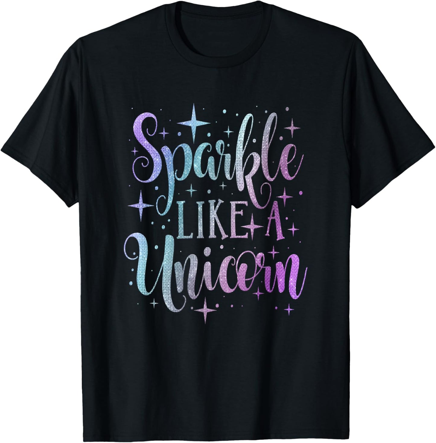 Sparkle Like A Unicorn Shirt Girls Purple Teal Blush Ombre T-Shirt - T-Shirt | Black