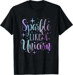 Sparkle Like A Unicorn Shirt Girls Purple Teal Blush Ombre T-Shirt - T-Shirt | Black