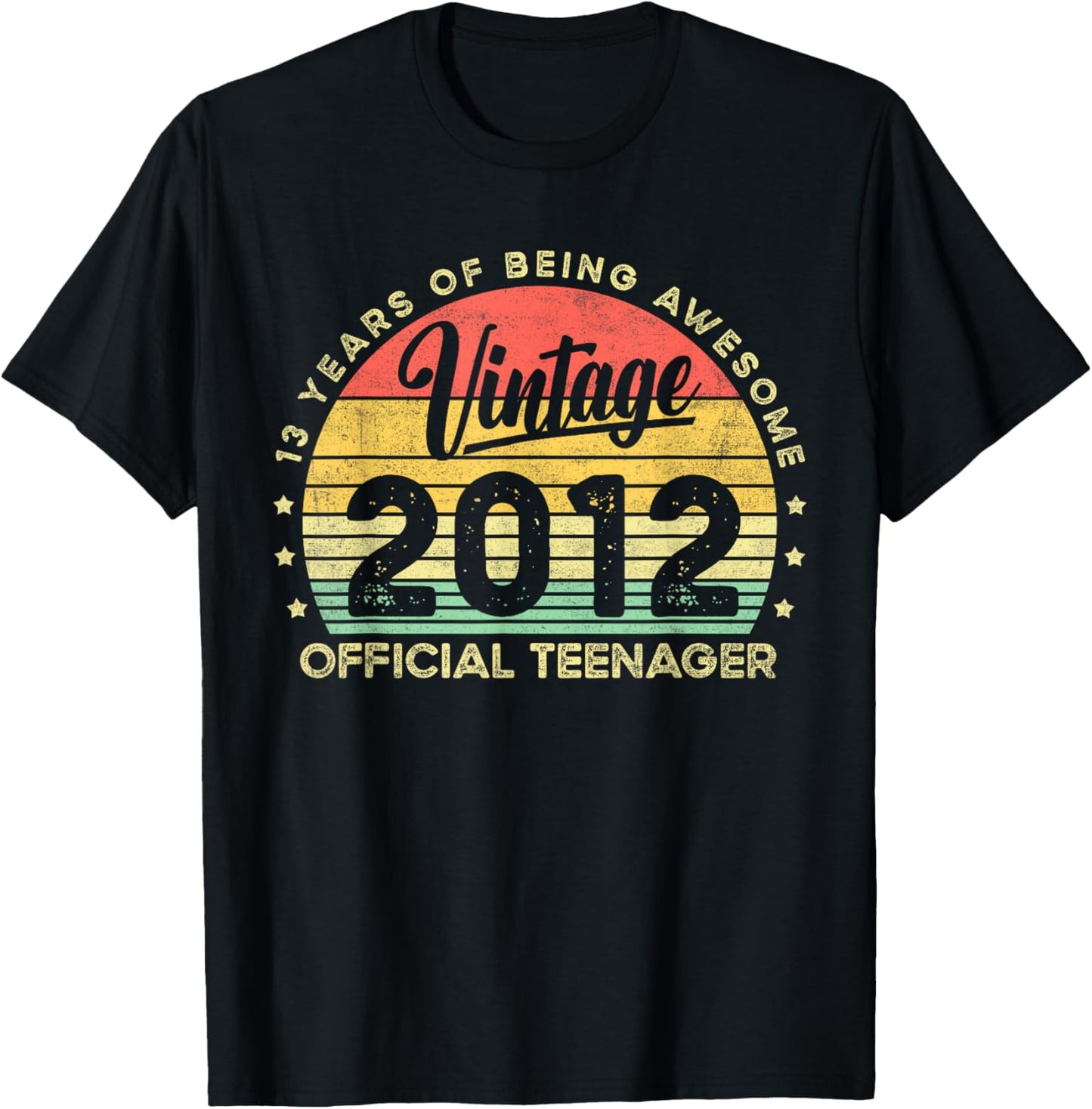 Vintage 2012 Official Teenager 13th Birthday Gifts 13 Yr Old T-Shirt - T-Shirt | Black