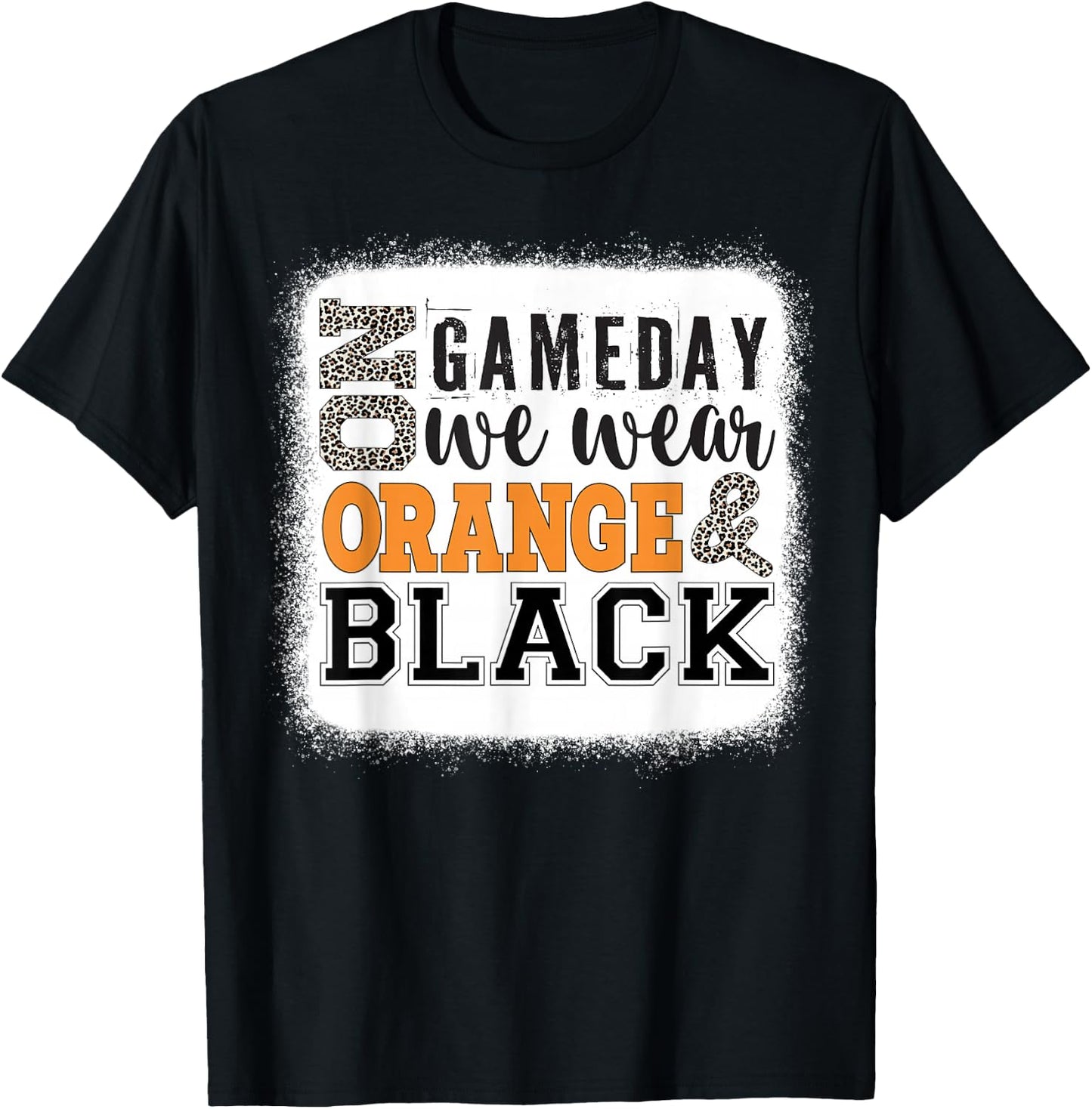 On Gameday Football We Wear Orange and Black Leopard Print T-Shirt - T-Shirt | Black