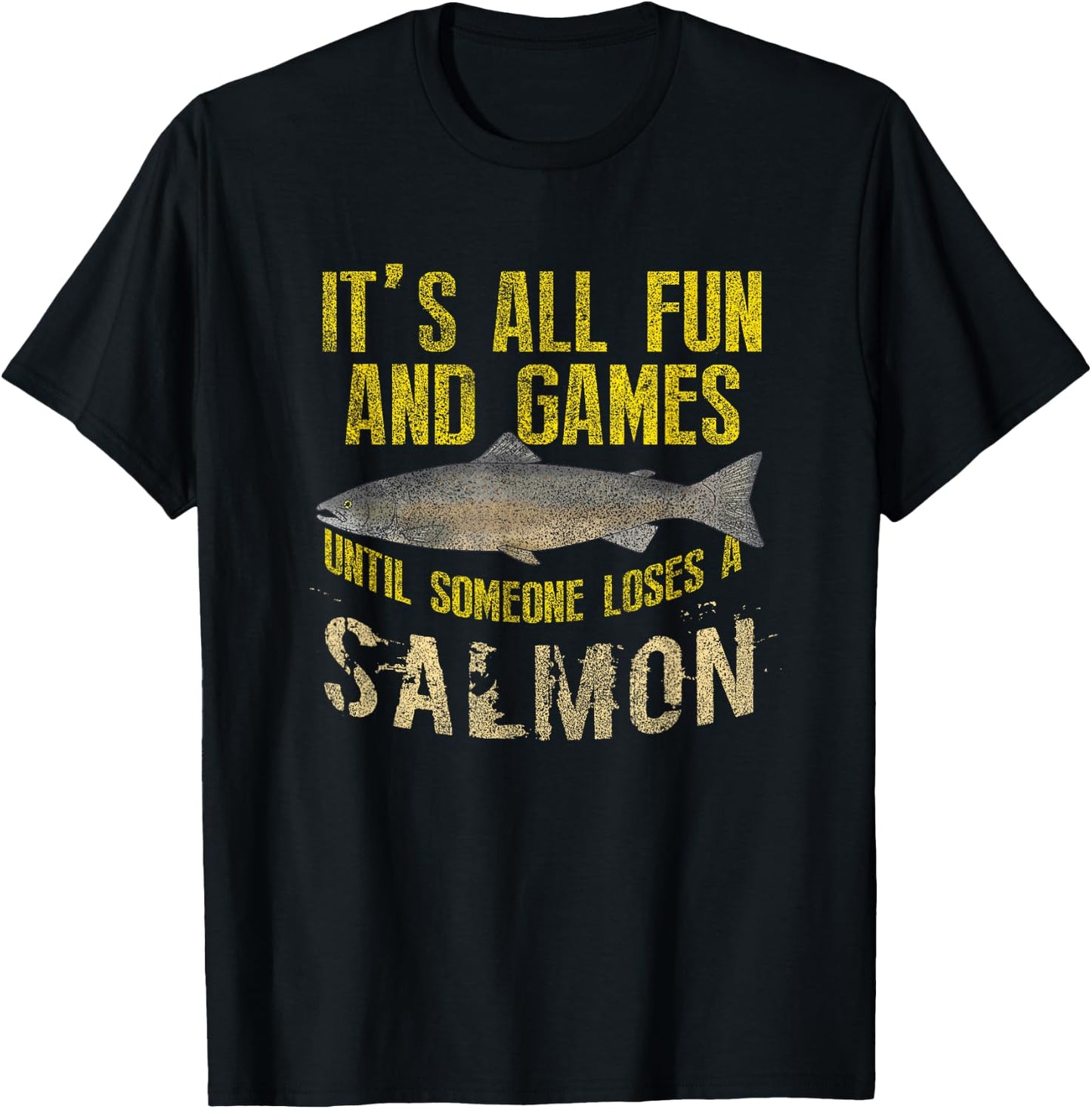Funny Salmon Fishing Freshwater Saltwater Fish Angler T-Shirt - T-Shirt | Black