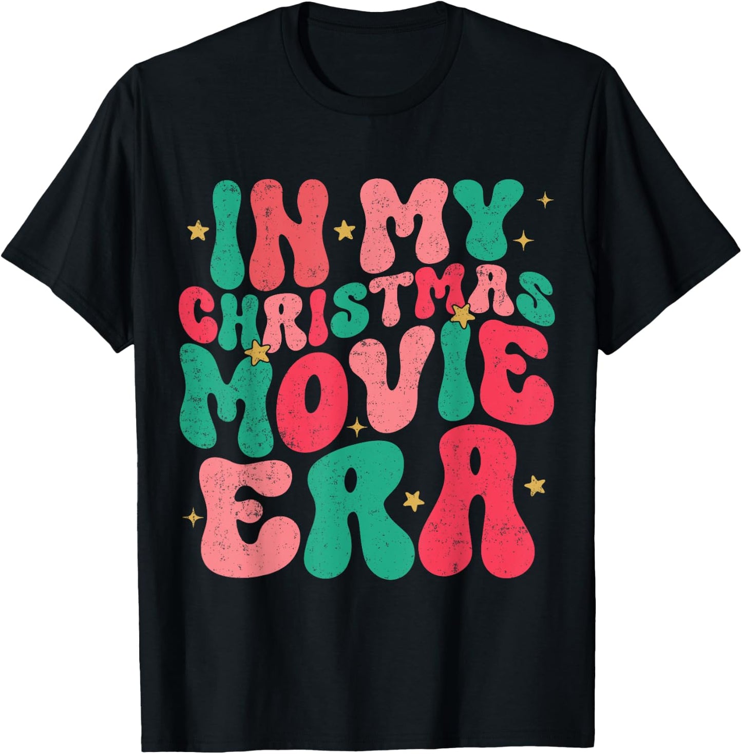 In My Christmas Movie Era Groovy Christmas Movie Watching T-Shirt - T-Shirt | Black