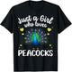 Funny Peacock Design For Girls Kids Youth Peacock Bird Lover T-Shirt - T-Shirt | Black