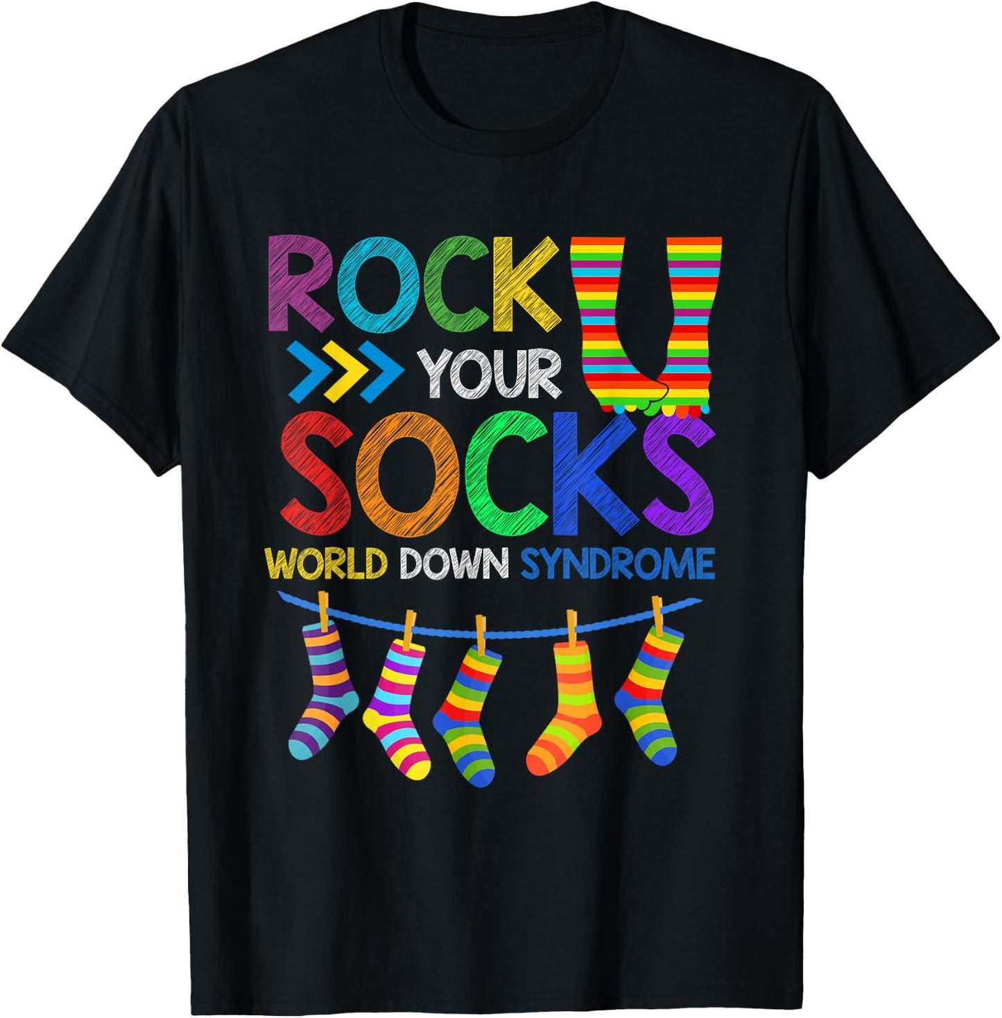 Rock Your Socks Down Syndrome Awareness Teachers Women Kids T-Shirt - T-Shirt | Black