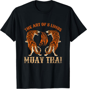 Twin Tigers The Art Of 8 Limbs Sak Yant Tattoo Muay Thai T-Shirt - T-Shirt | Black