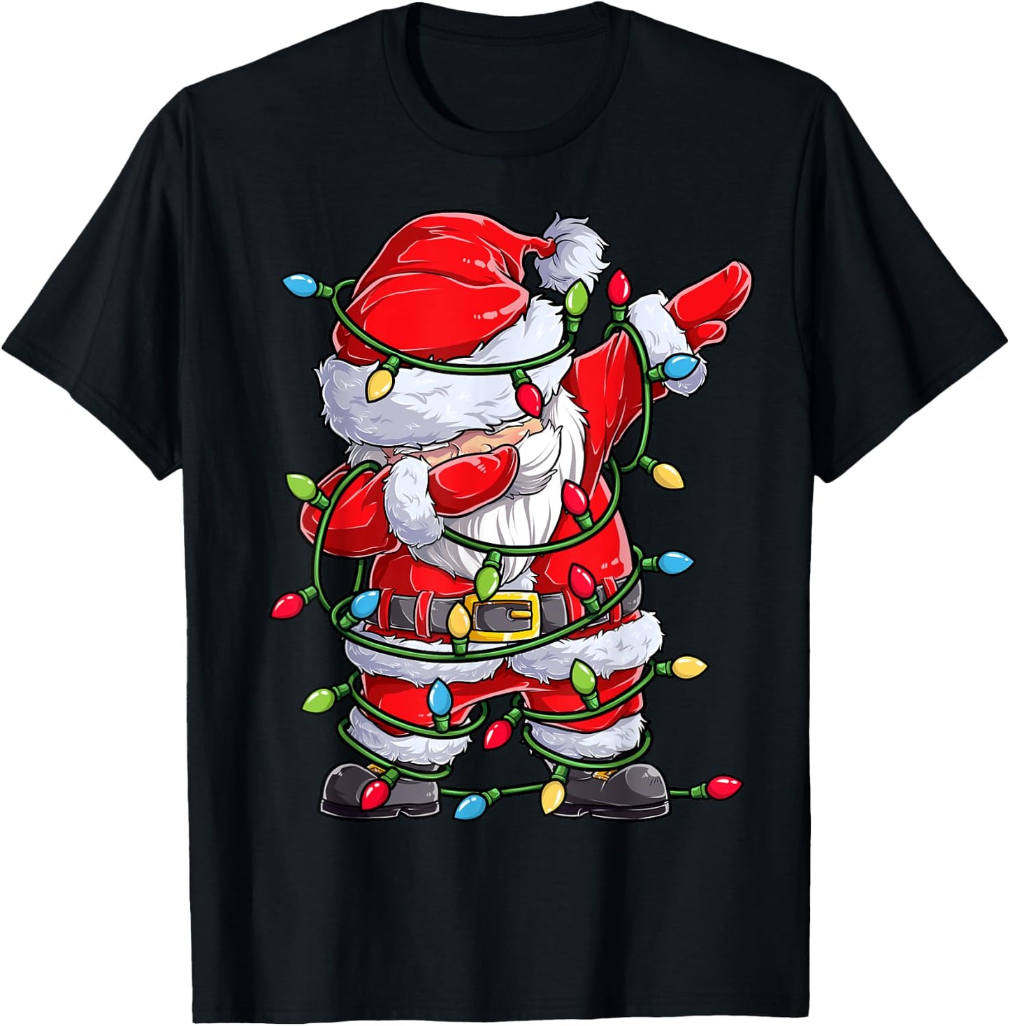Dabbing Santa Christmas Tree Lights Xmas Gifts Boys Kids Dab T-Shirt - T-Shirt | Black