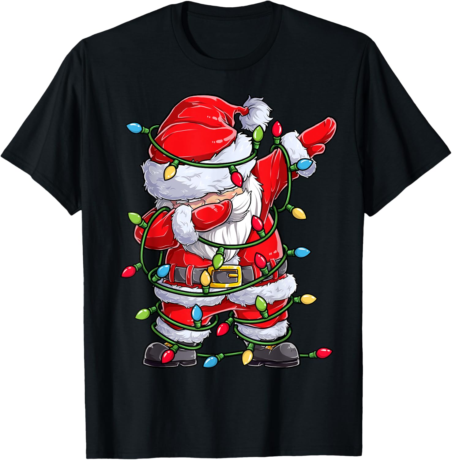 Dabbing Santa Christmas Tree Lights Xmas Gifts Boys Kids Dab T-Shirt - T-Shirt | Black