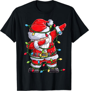 Dabbing Santa Christmas Tree Lights Xmas Gifts Boys Kids Dab T-Shirt - T-Shirt | Black