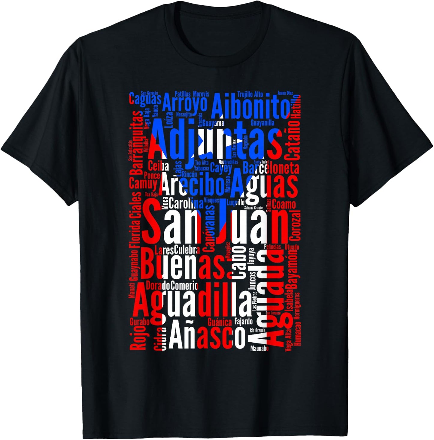 Puerto Rican Cities - Puerto Rico Flag - Boricua T-Shirt - T-Shirt | Black