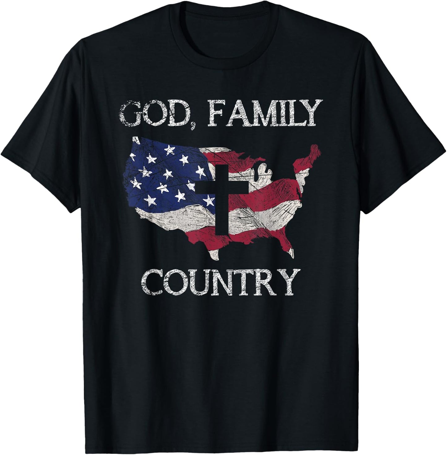 Prayer Christian Gifts & God Family Country Cross Christian Gift USA Prayer T-Shirt - T-Shirt | Black