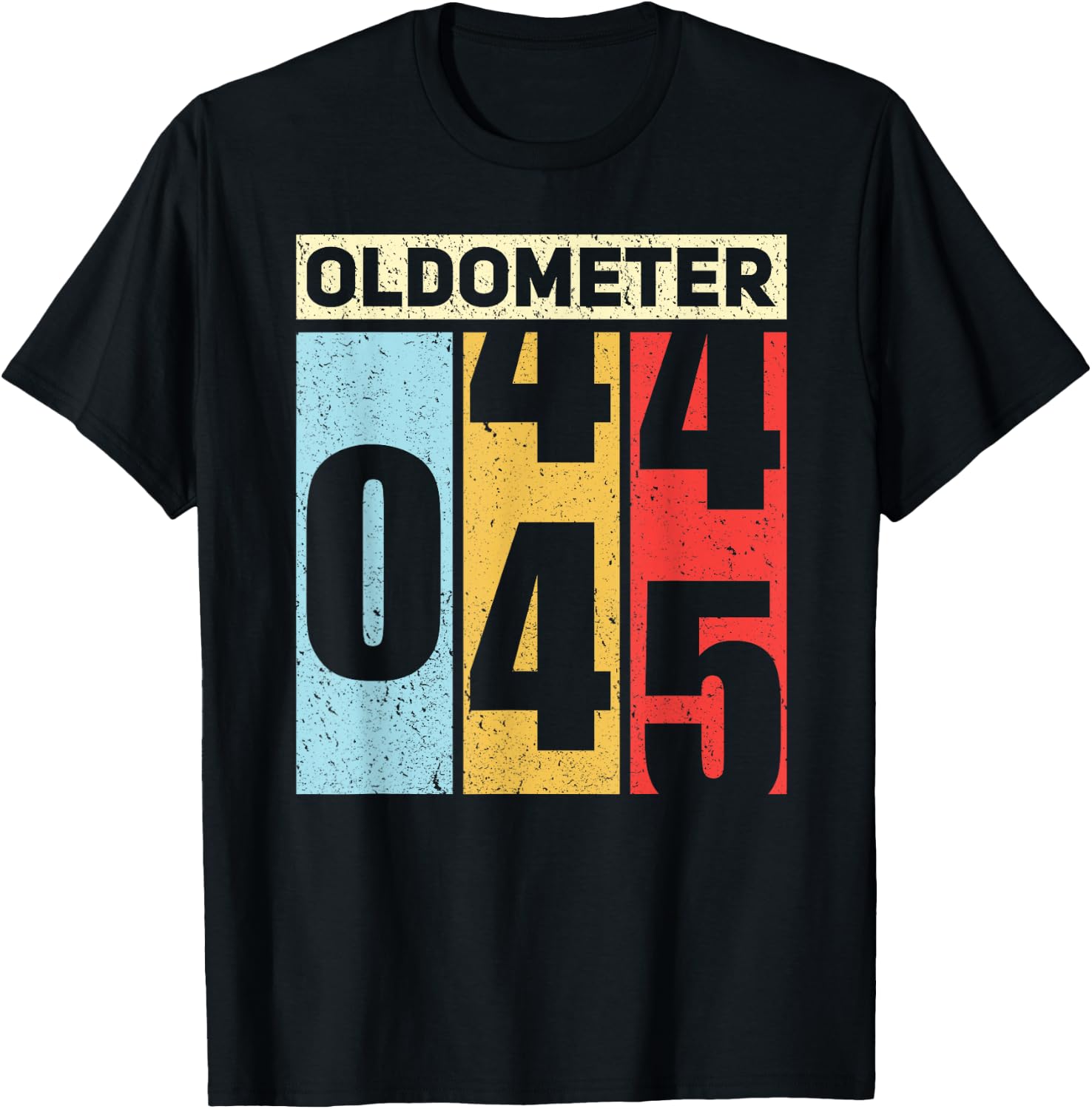 Oldometer 44-45 Funny 45th Birthday Odometer Gift Oldometer T-Shirt - T-Shirt | Black