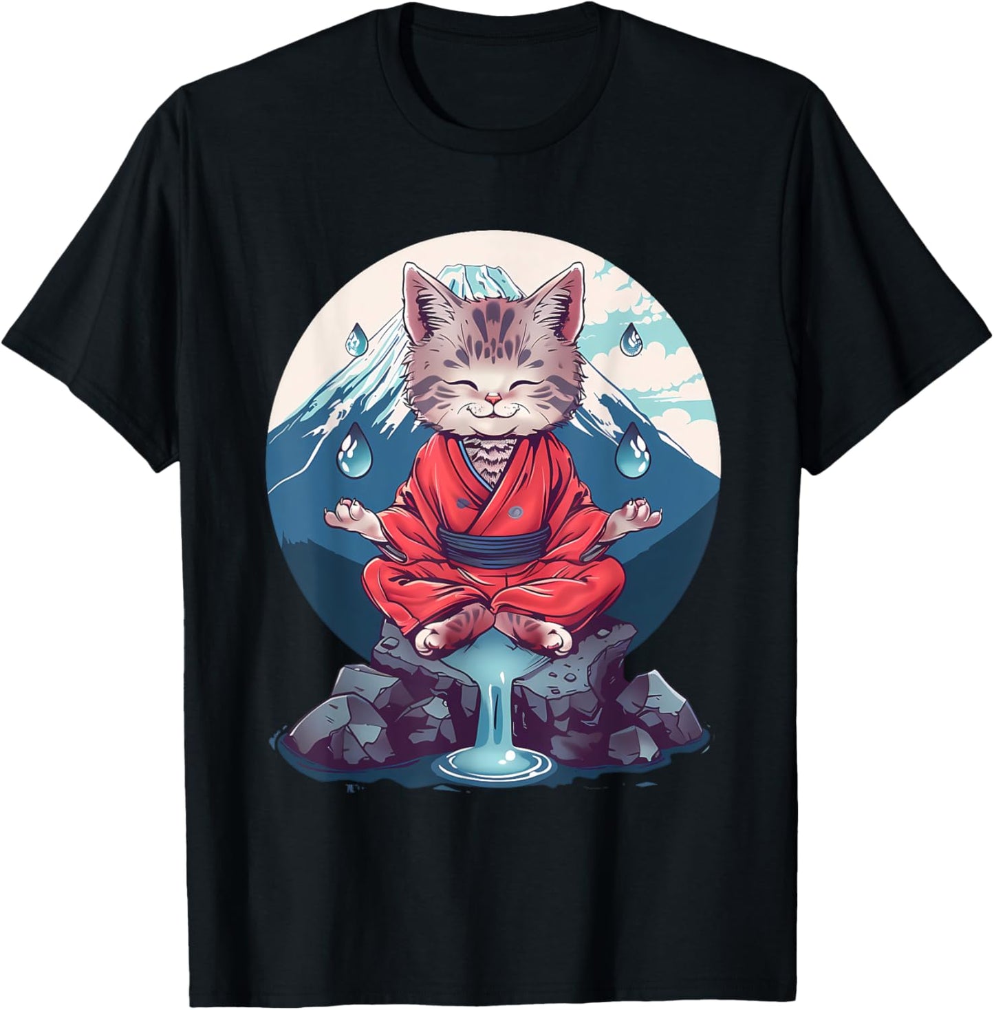Meditation Cat Yoga Mountain Hindu Buddhist Zen Buddha Men Women Kids T-Shirt - T-Shirt | Black