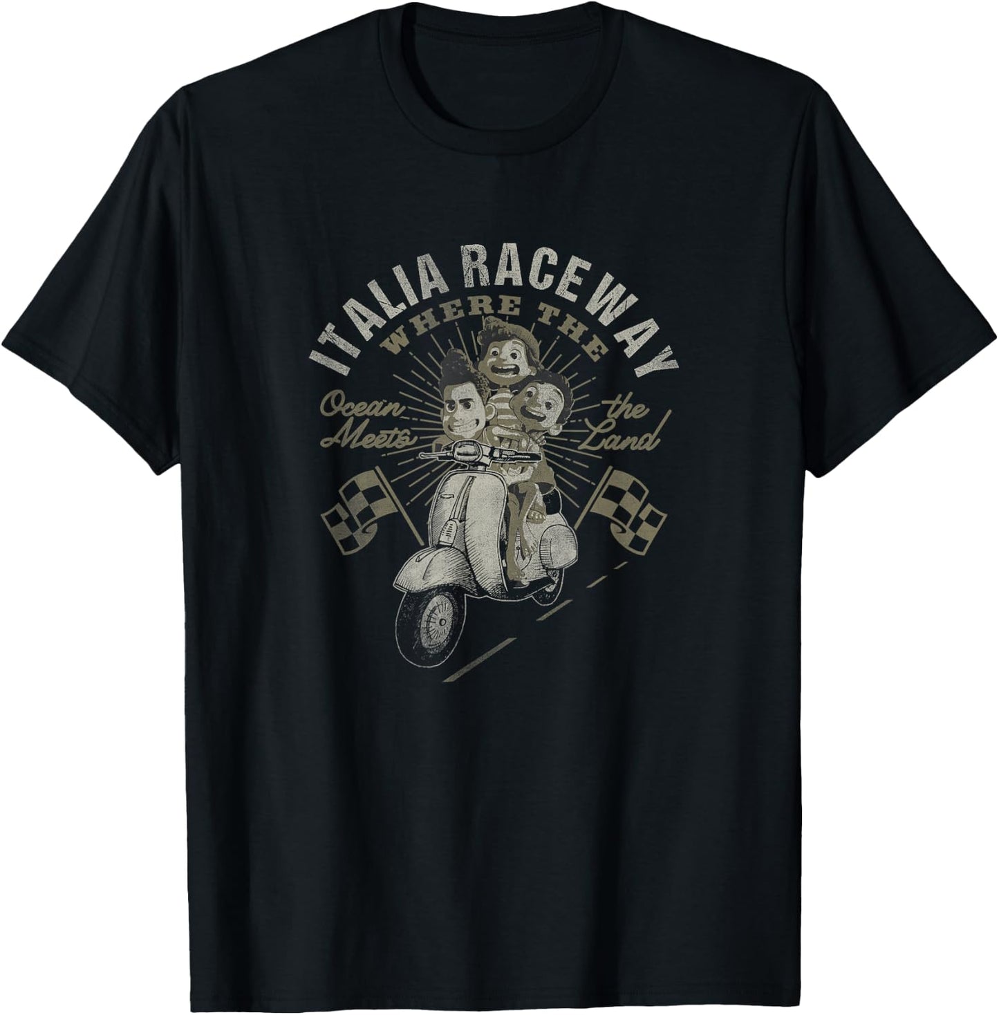 Disney Pixar Luca Italia Raceway Where Ocean Meets Land Small T-Shirt - T-Shirt | Black