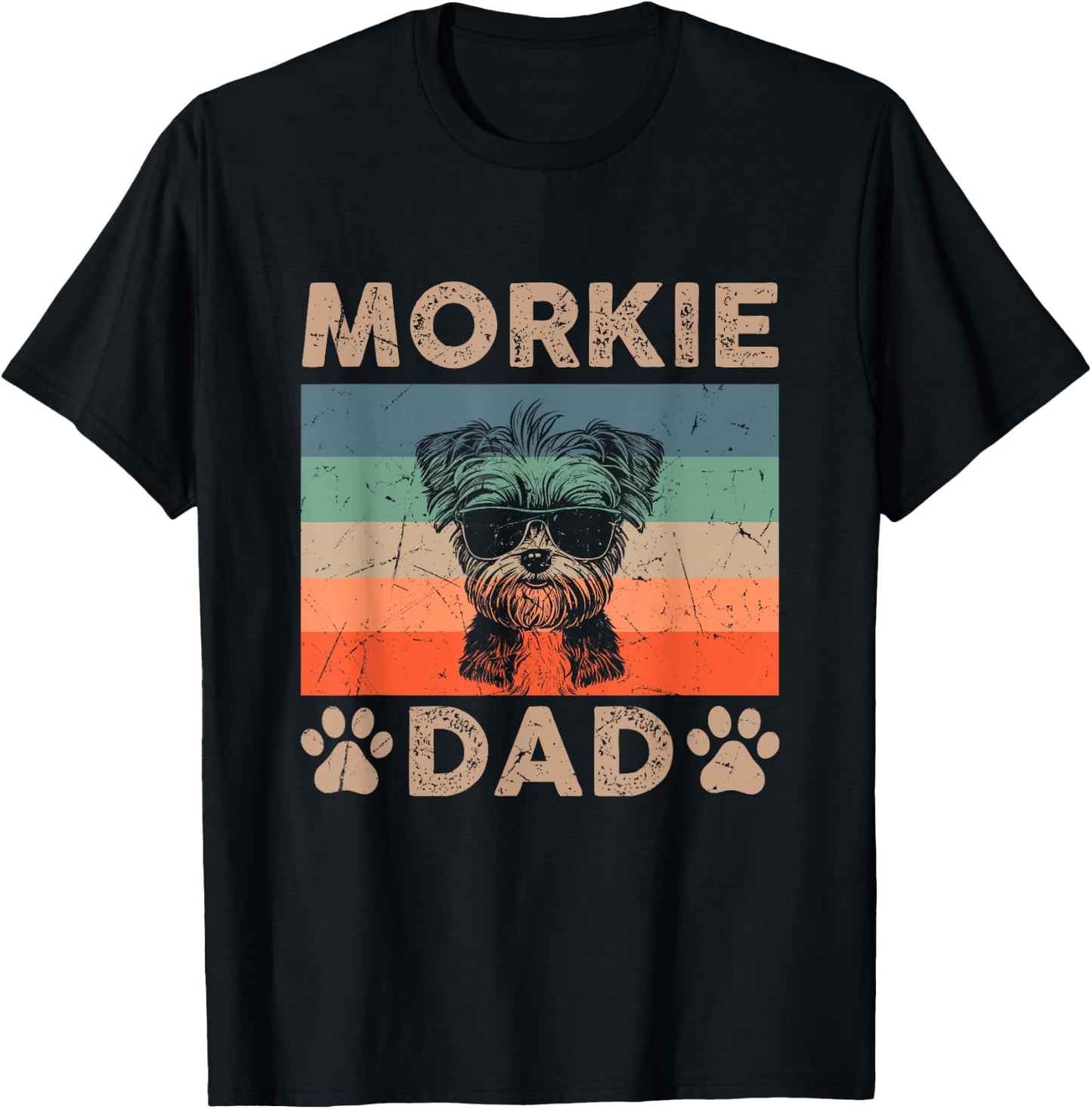 Vintage Morkie Dad Gifts Funny Dog Dad Lover Father's Day Women Kids T-Shirt - T-Shirt | Black