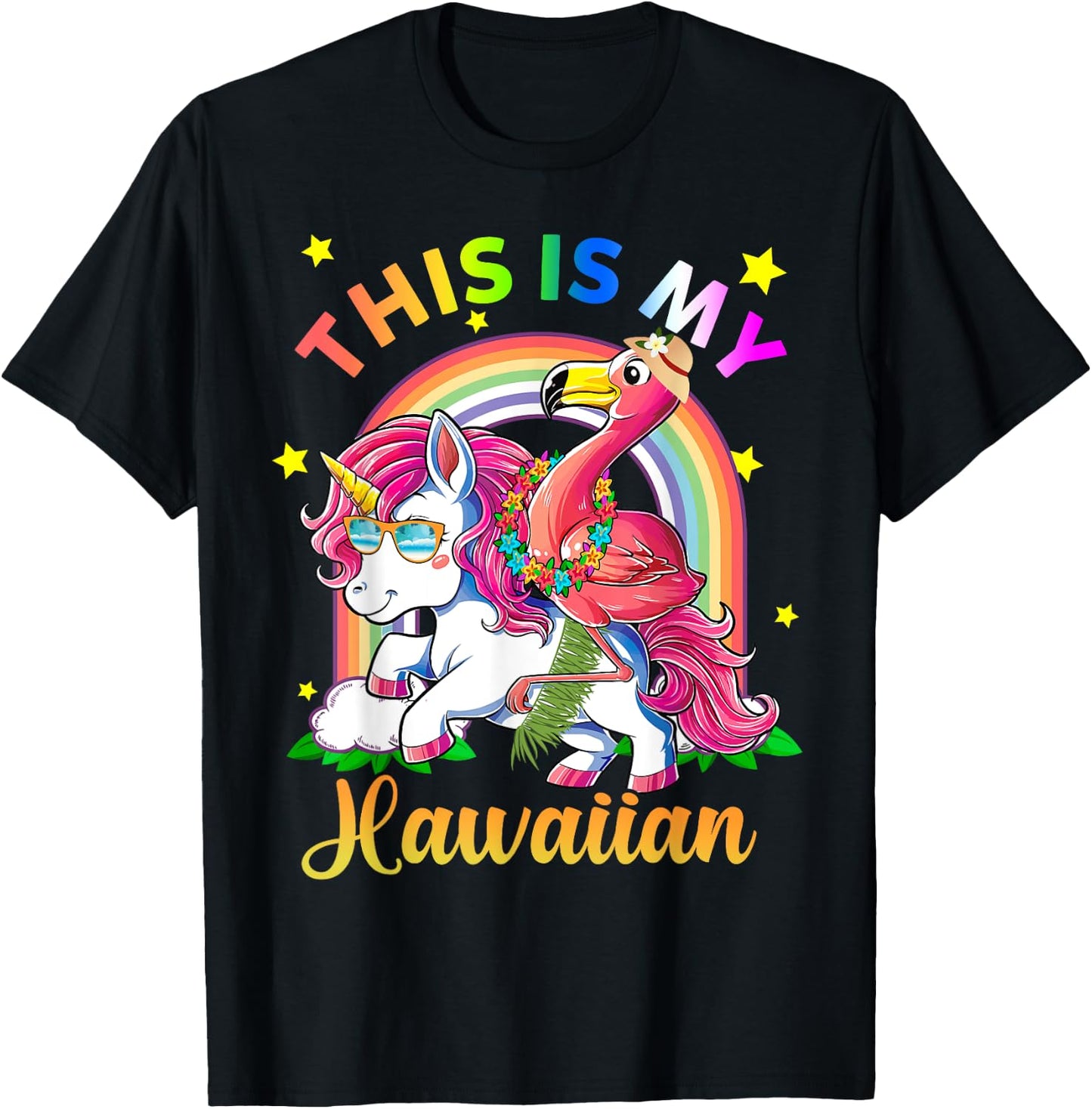 Unicorn Summer Beach Vacation This Is My Hawaiian Men Women Girls Kids T-Shirt - T-Shirt | Black
