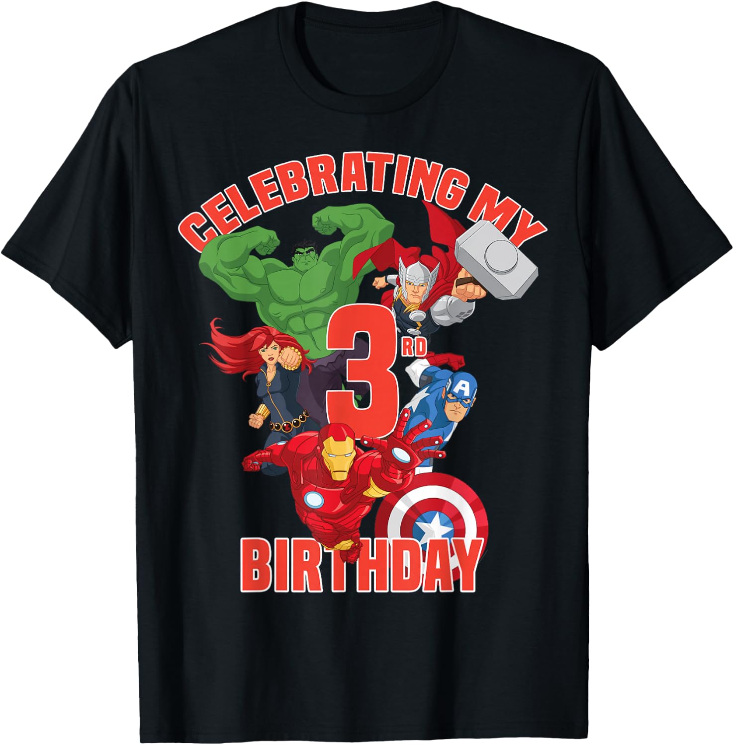 Marvel Avengers Celebrating My 3rd Birthday Small T-Shirt - T-Shirt | Black
