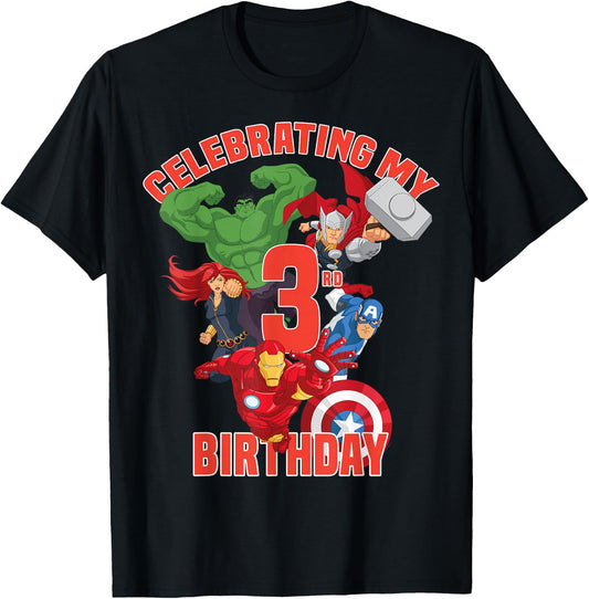 Marvel Avengers Celebrating My 3rd Birthday Small T-Shirt - T-Shirt | Black
