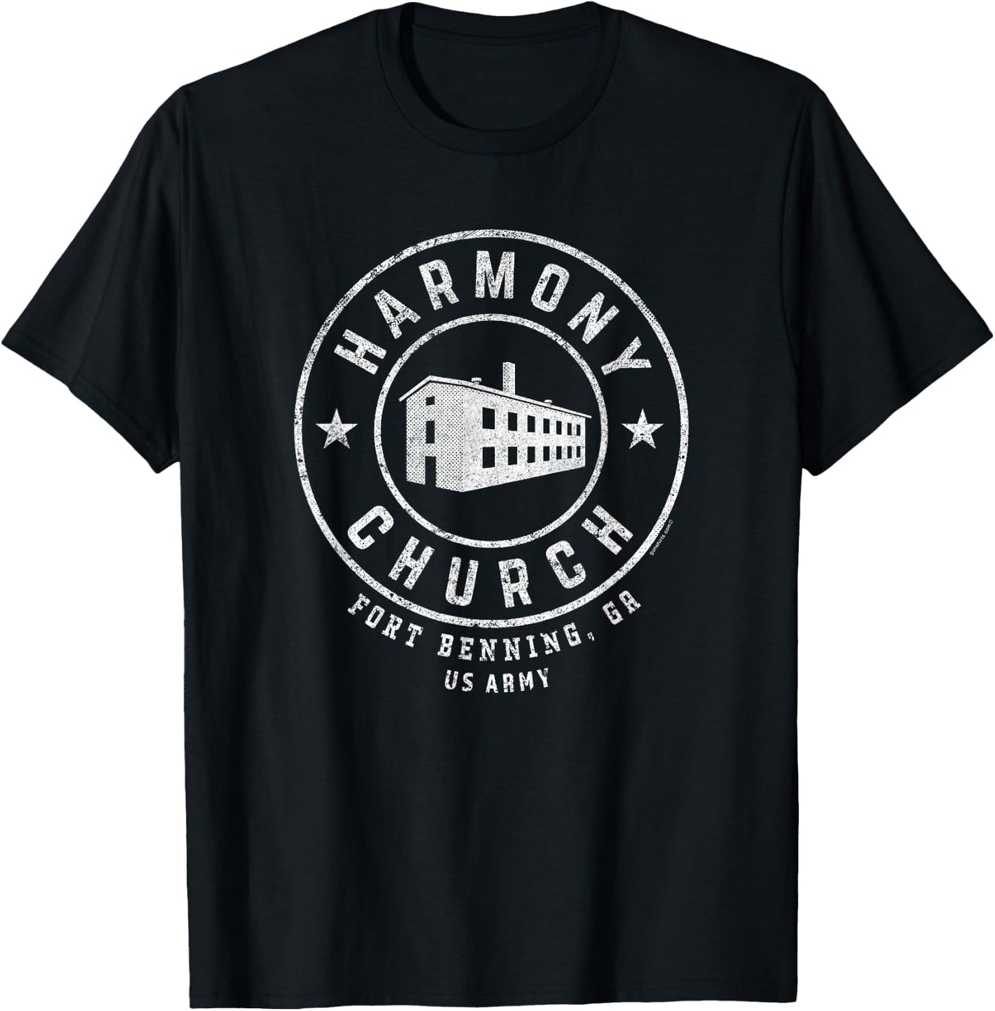 GS Military Designs - Harmony Church - Fort Benning, GA Retro - Black - Small - -Adults - Military Personnel, Veterans, Fort Benning Alumni, Adults with Military History Interest T-Shirt - T-Shirt | Black