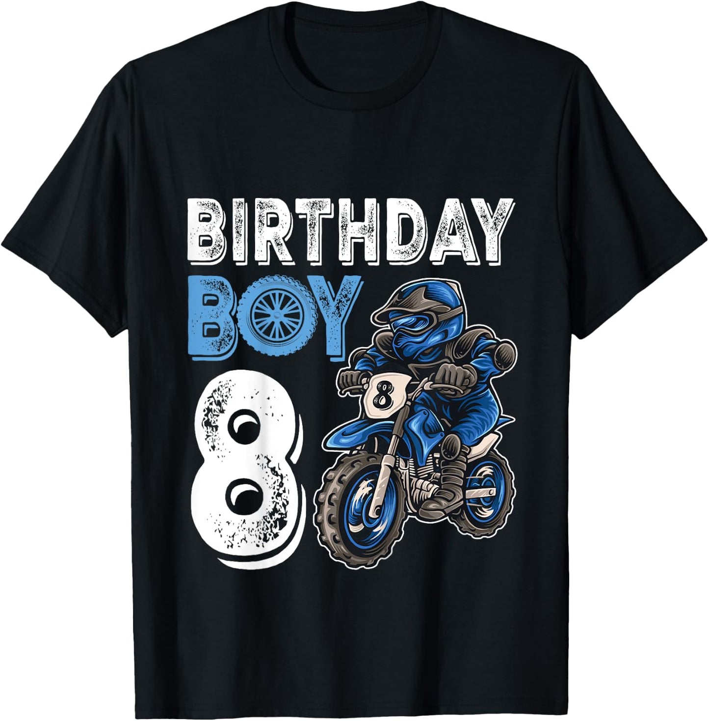 Motocross MX 8th Gift 8 Year Old Dirt Bike Birthday Party T-Shirt - T-Shirt | Black