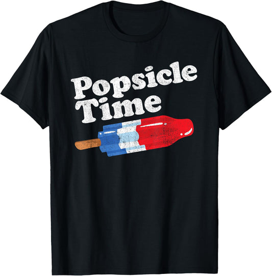 Summer Popsicle Time Funny Bomb Retro 80s Pop Vacation Gift T-Shirt - T-Shirt | Black