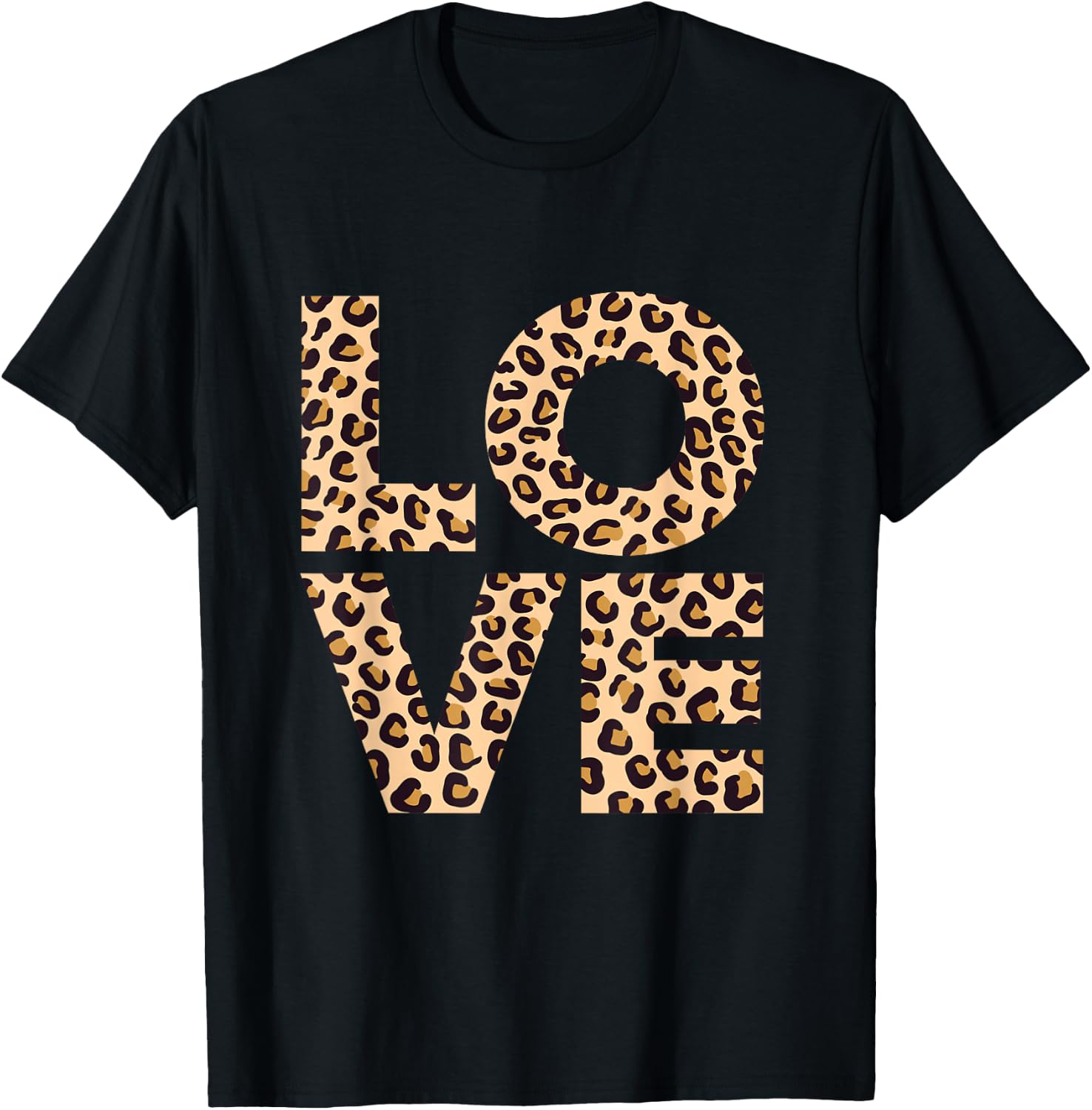 Leopard Print Love Heart gift | Cool Leopard gift T-Shirt - T-Shirt | Black