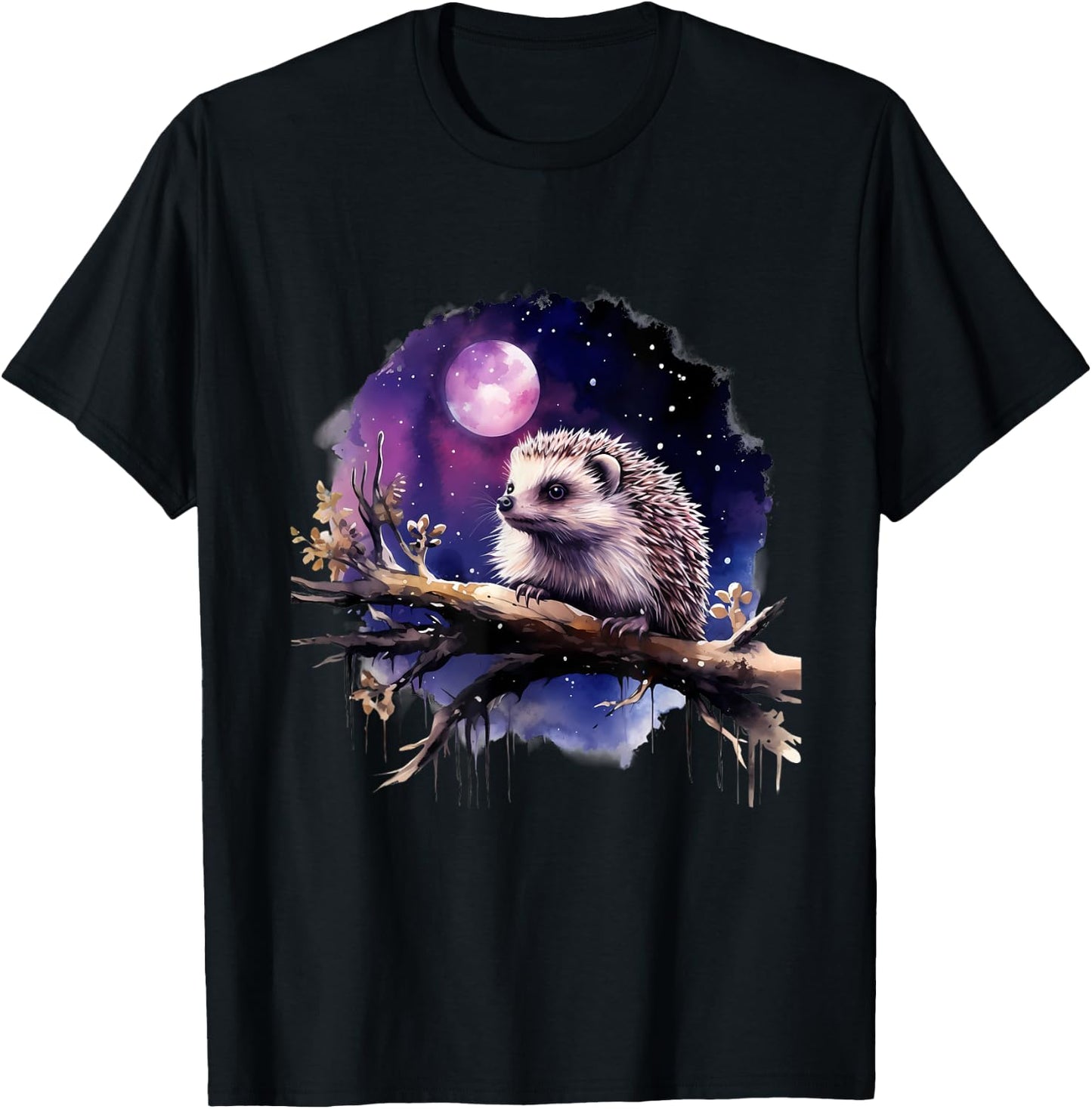 Hedgehog Nature Artwork Wildlife Forest Motif Animal Lovers T-Shirt - T-Shirt | Black