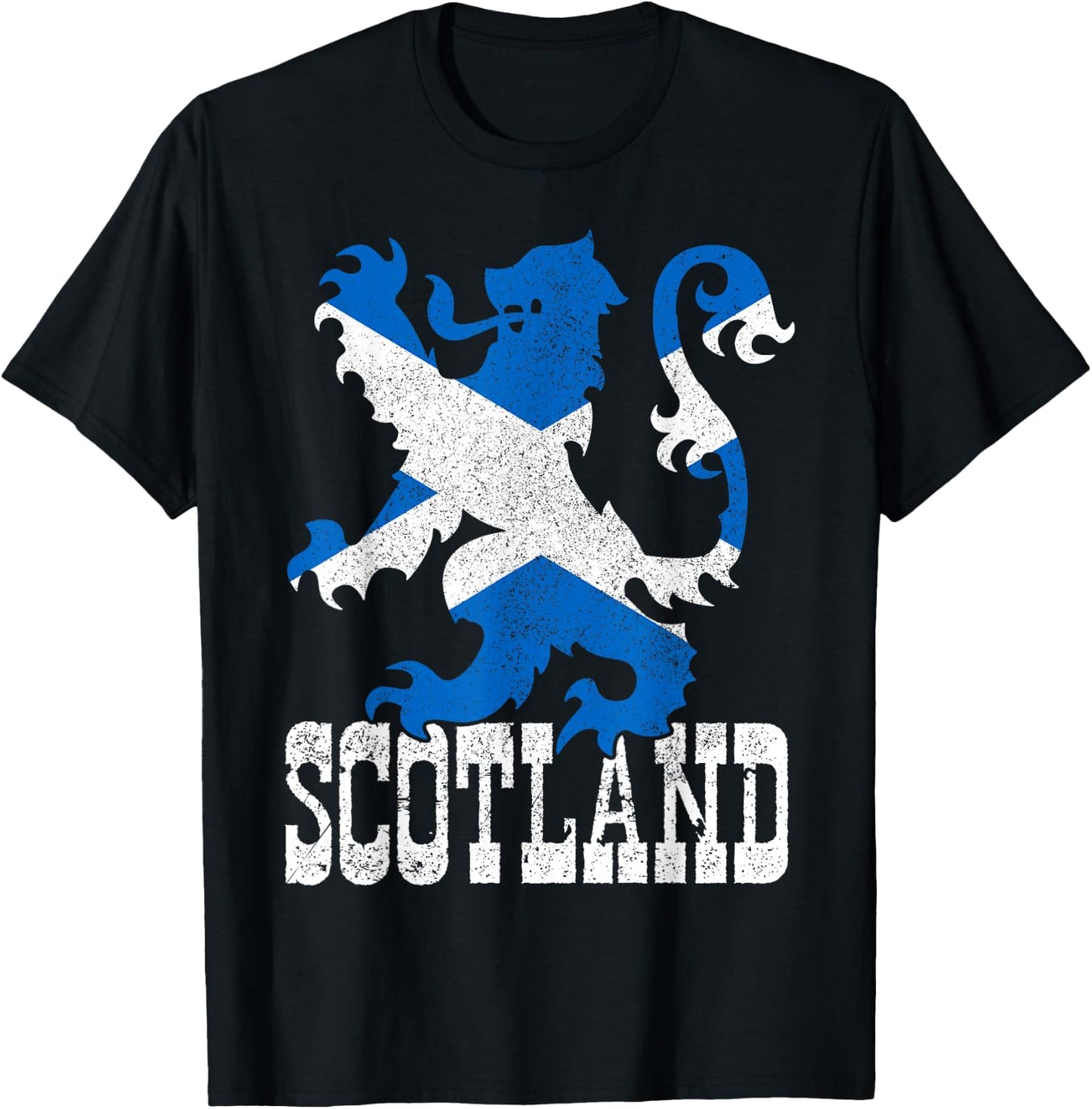 Scotland Flag Vintage Crest Lion Scottish Gift T-Shirt - T-Shirt | Black