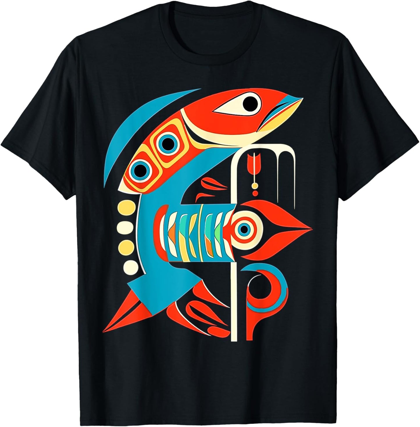 Salmon Salish Coastal Art Native American T-Shirt - T-Shirt | Black