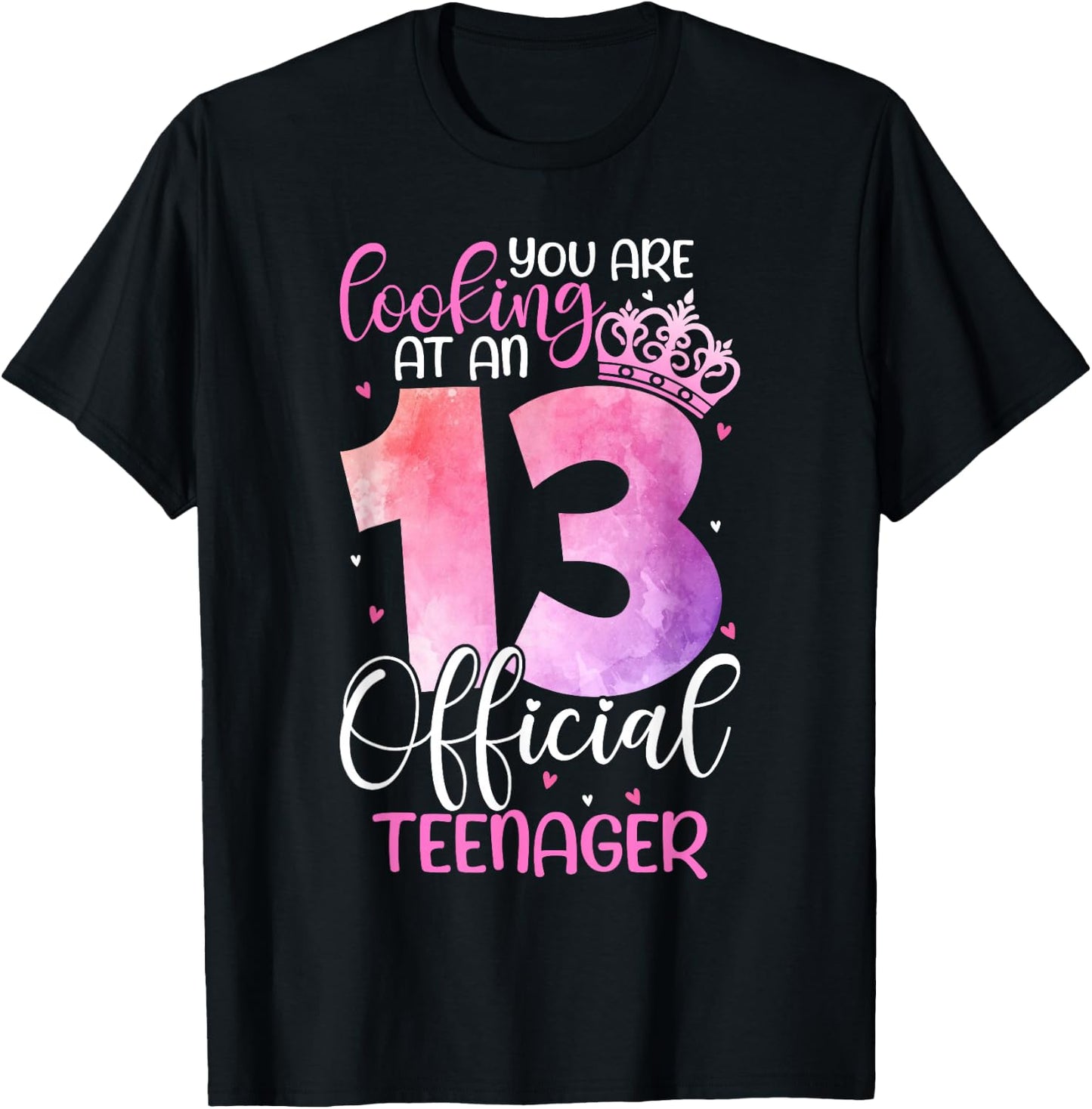 13th Birthday Girls 13 Years Cute Official Teenager Birthday T-Shirt - T-Shirt | Black