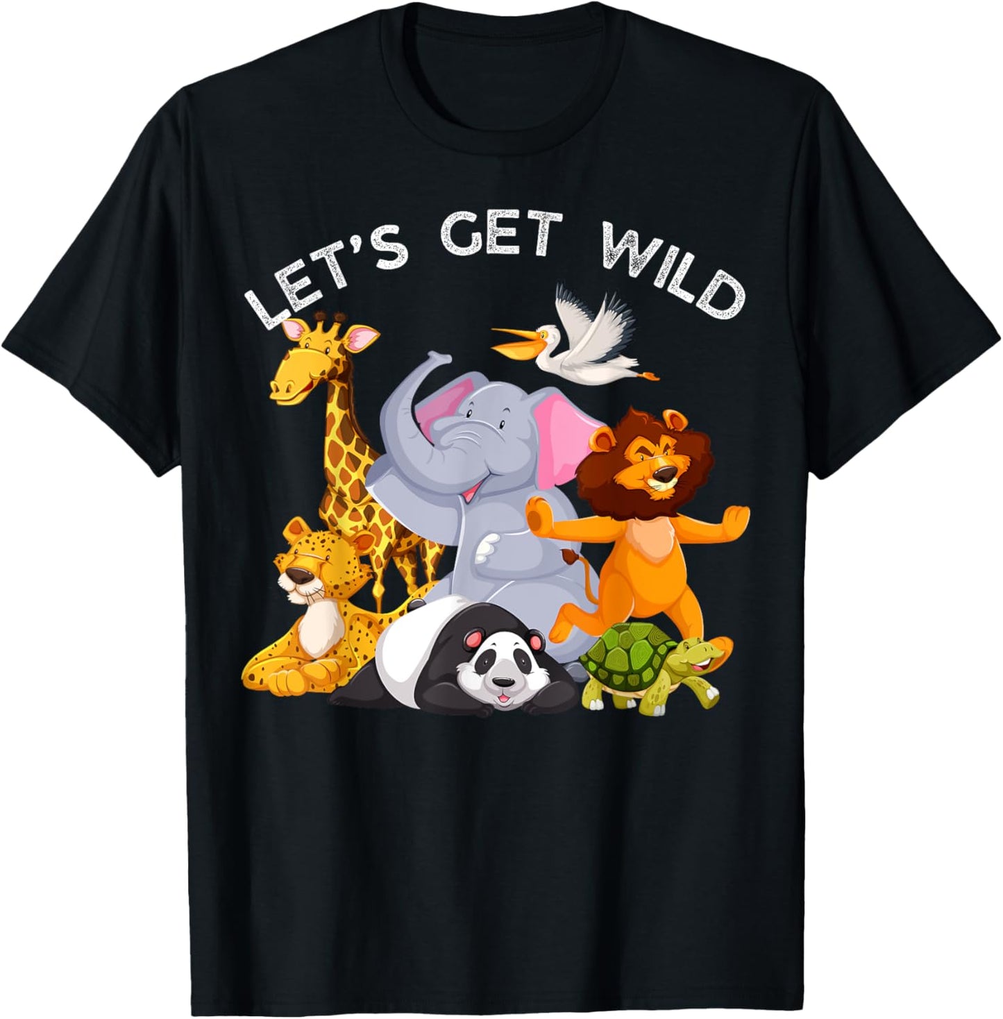 Zoo Animals Wildlife Birthday Party Let's Get Wild Safari T-Shirt - T-Shirt | Black