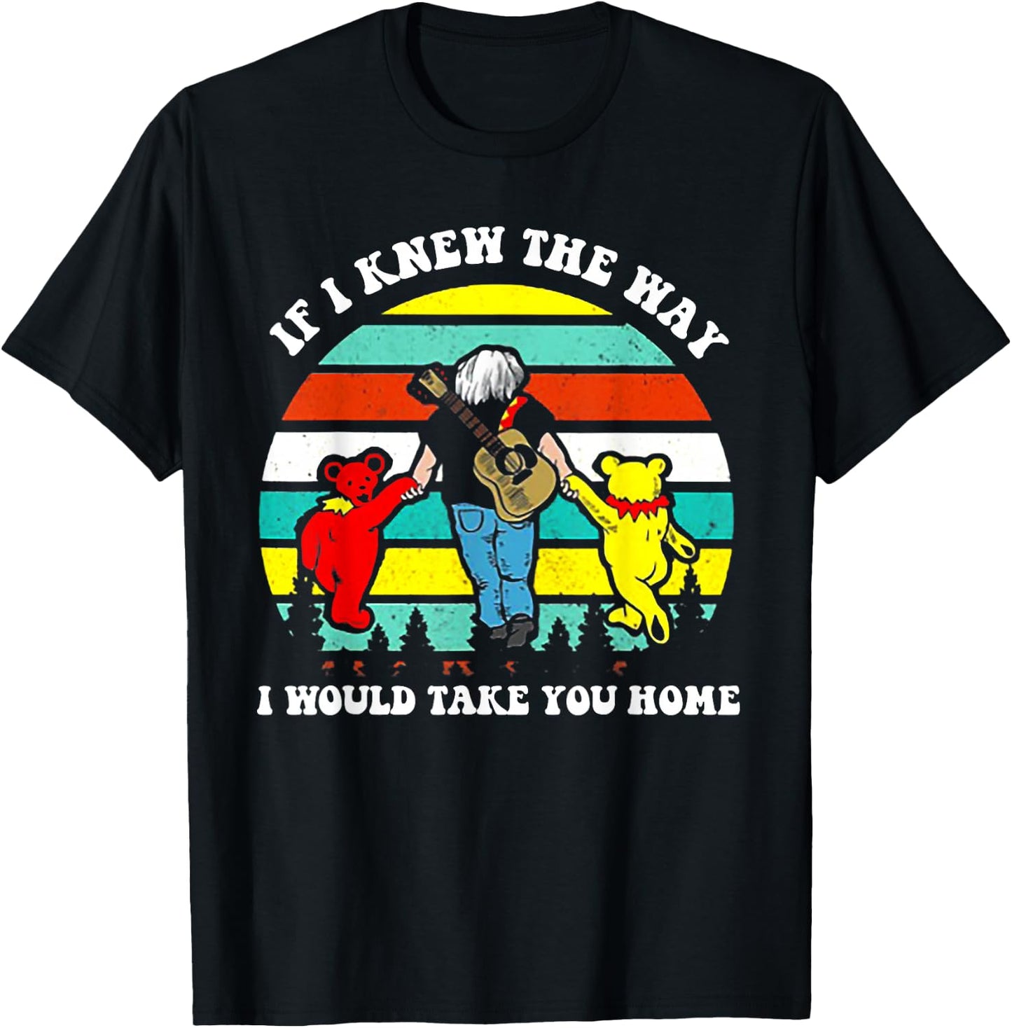 If I Knew The Way I Would Take You Home Retro Vintage Sunset T-Shirt - T-Shirt | Black