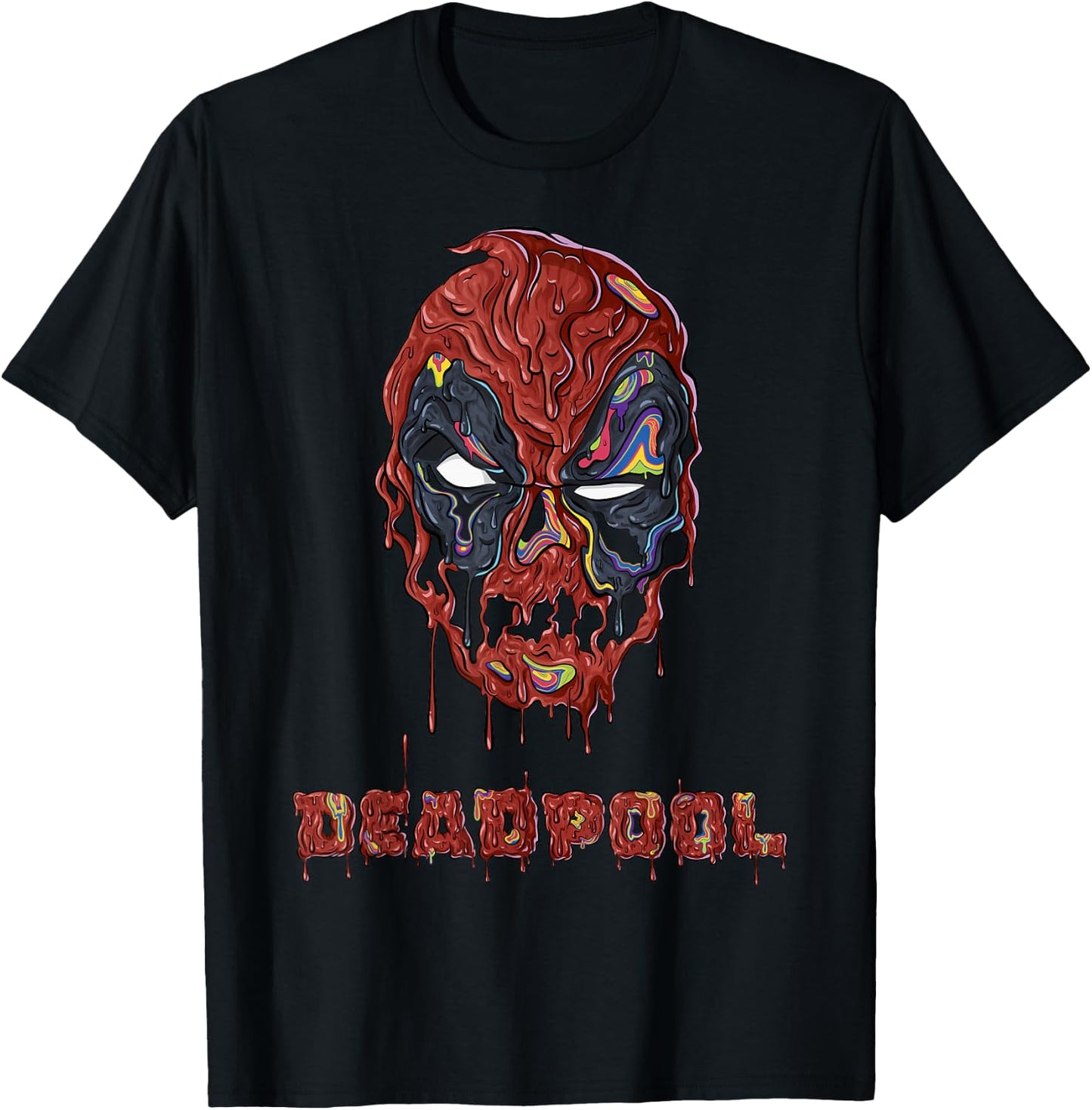 Marvel Deadpool Melting Mask Portrait T-Shirt - T-Shirt | Black