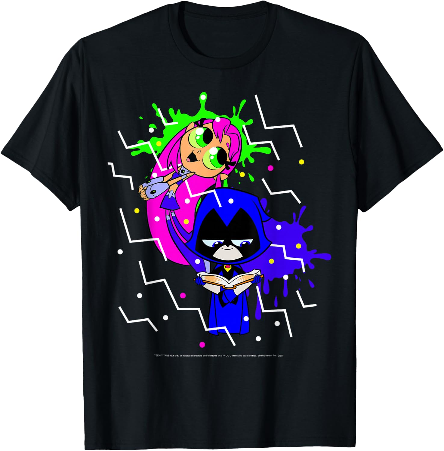 DC Comics Teen Titans Go! Raven & Starfire Paint Splatter T-Shirt - T-Shirt | Black