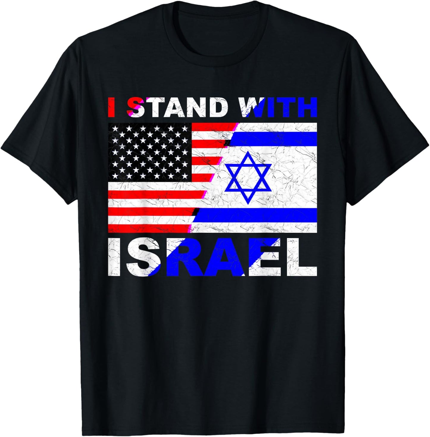 I Stand with Israel, Israeli Palestinian Conflict Pro Israel T-Shirt - T-Shirt | Black