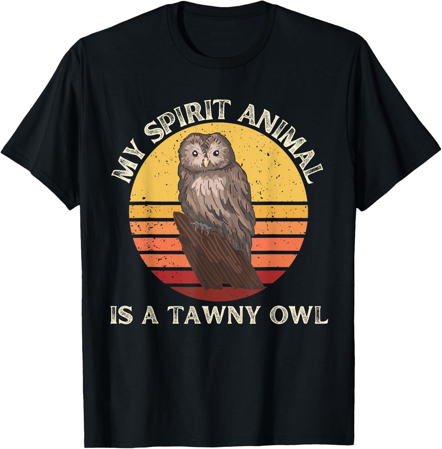 Vintage Tawny Owl My Spirit Animal Is a Tawny Owl Lover T-Shirt - T-Shirt | Black