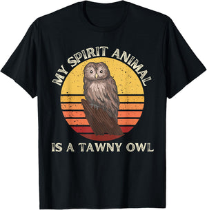 Vintage Tawny Owl My Spirit Animal Is a Tawny Owl Lover T-Shirt - T-Shirt | Black